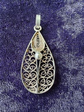Vintage 925 sterling silver Victorian / Georgian filigree pendant, handmade